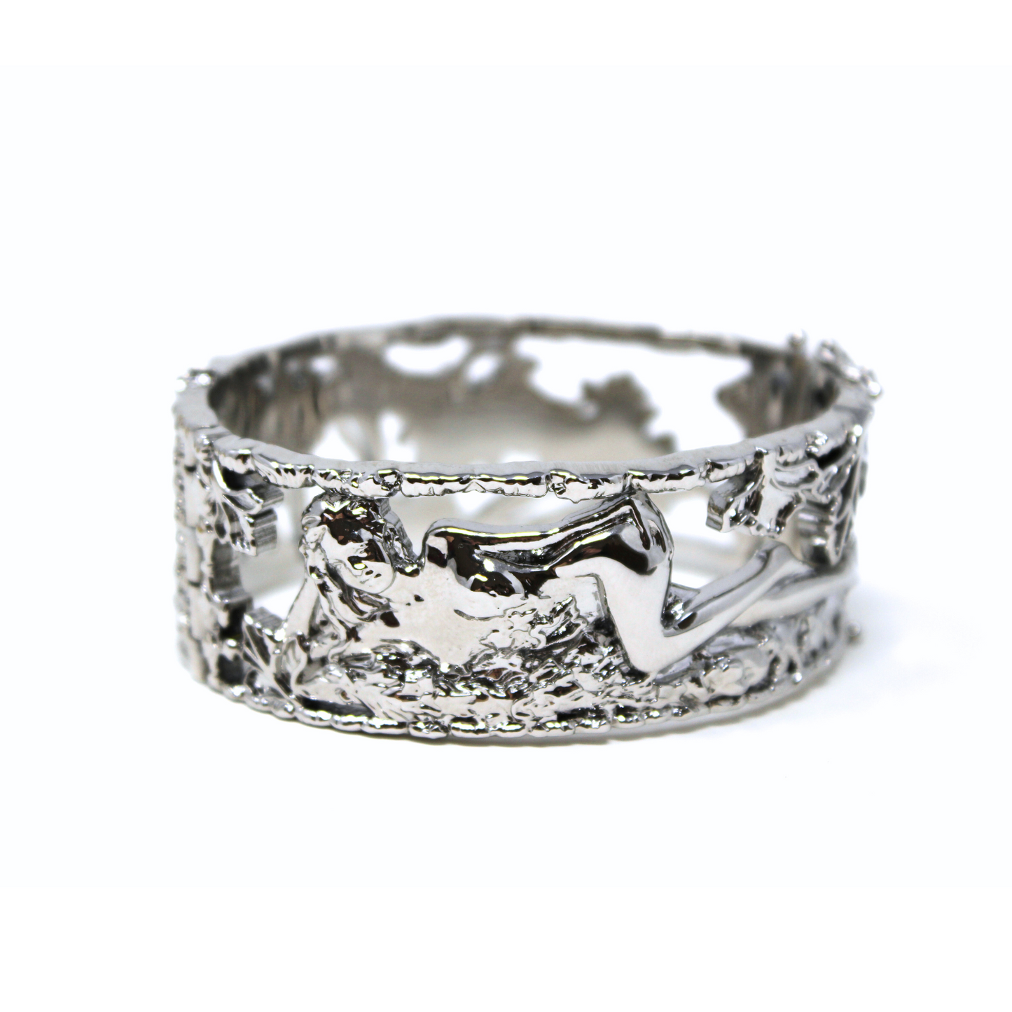 "Parsley" Bangle - White Rhodium