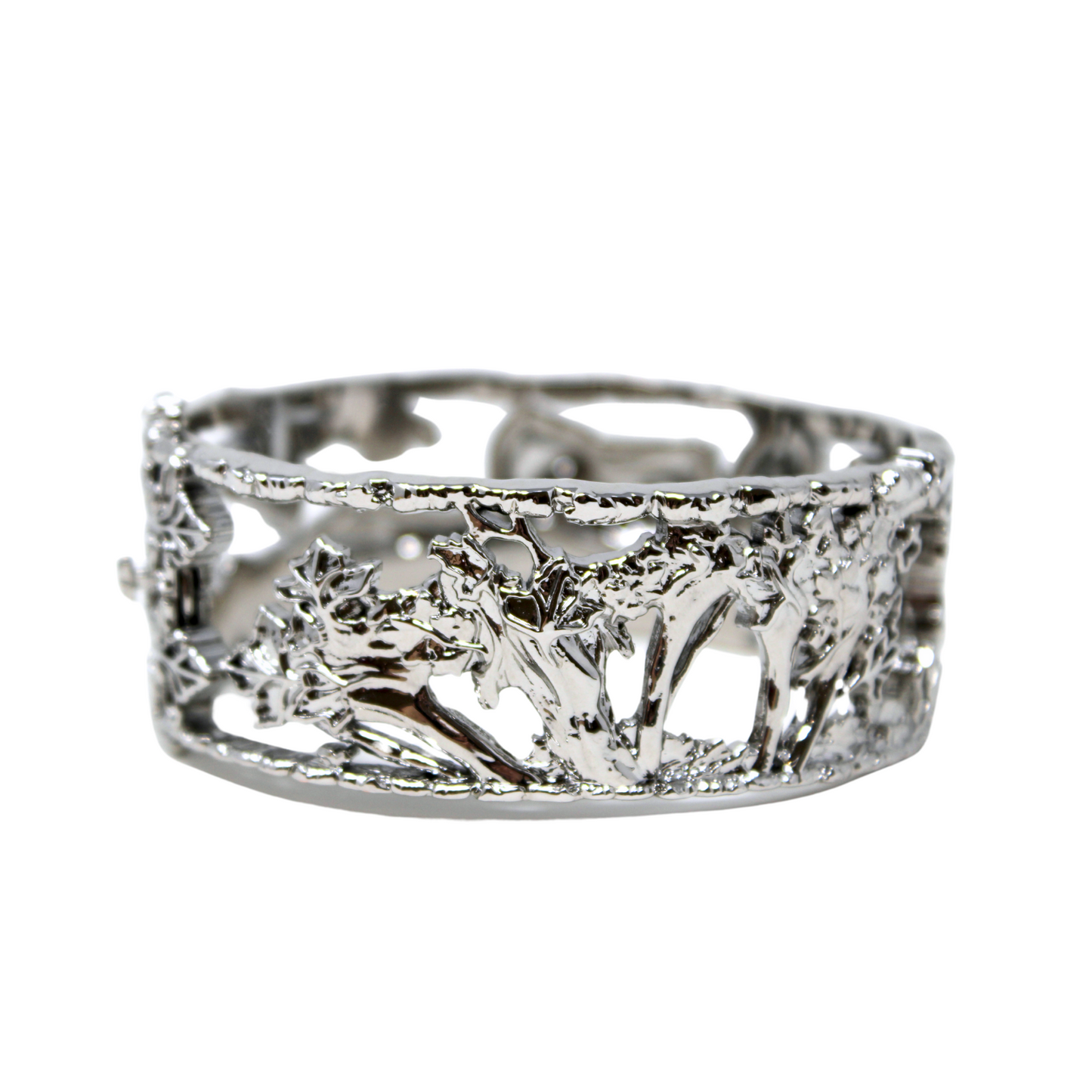 "Parsley" Bangle - White Rhodium