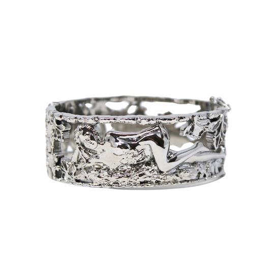 "Parsley" Bangle - White Rhodium