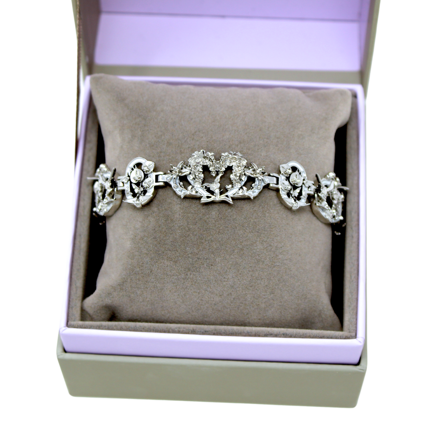 "Cherished Orchid" Bracelet - White Rhodium