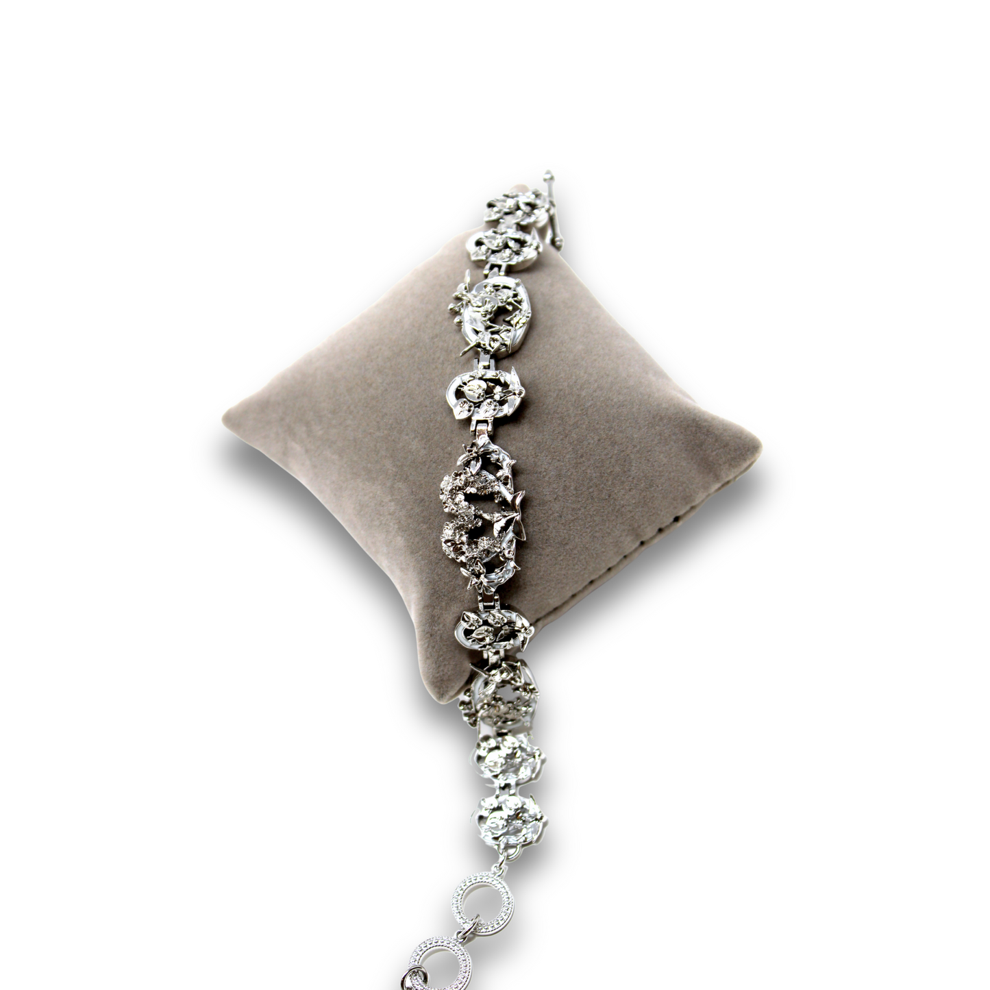 "Cherished Orchid" Bracelet - White Rhodium