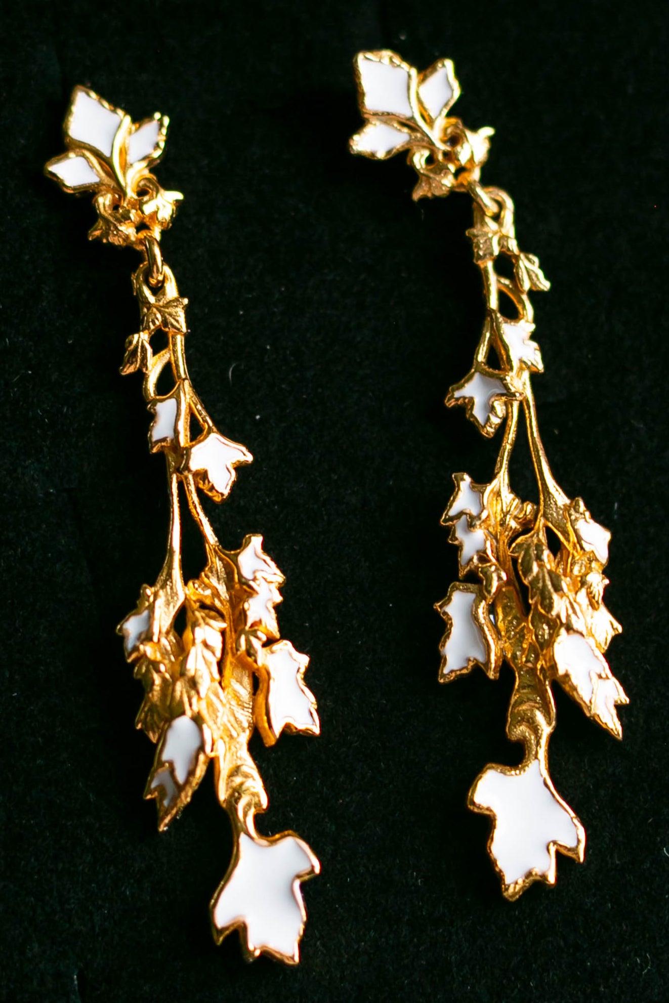 "Parsley" Earrings - Gold & Bright White