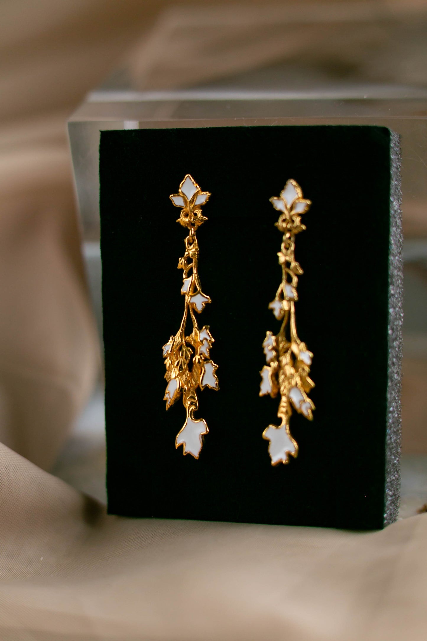 "Parsley" Earrings - Gold & Bright White