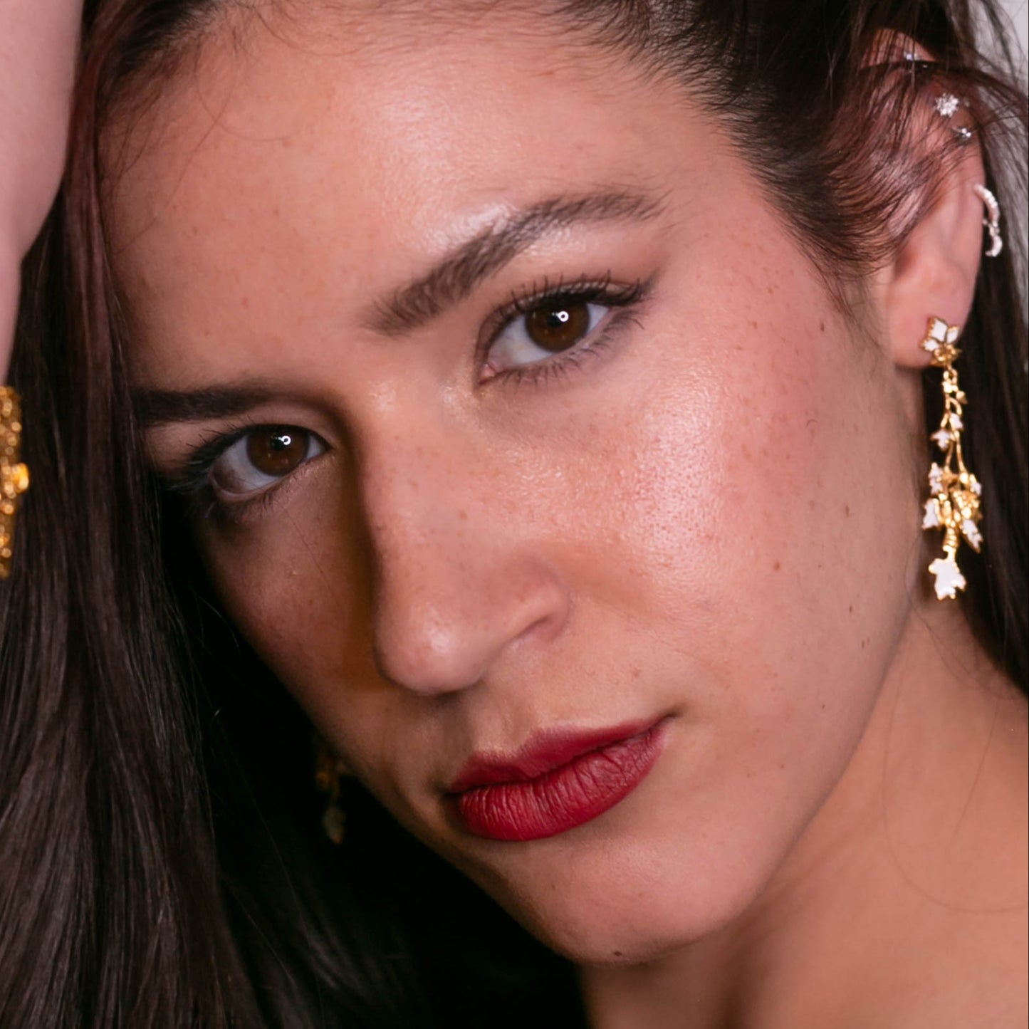 "Parsley" Earrings - Gold & Bright White