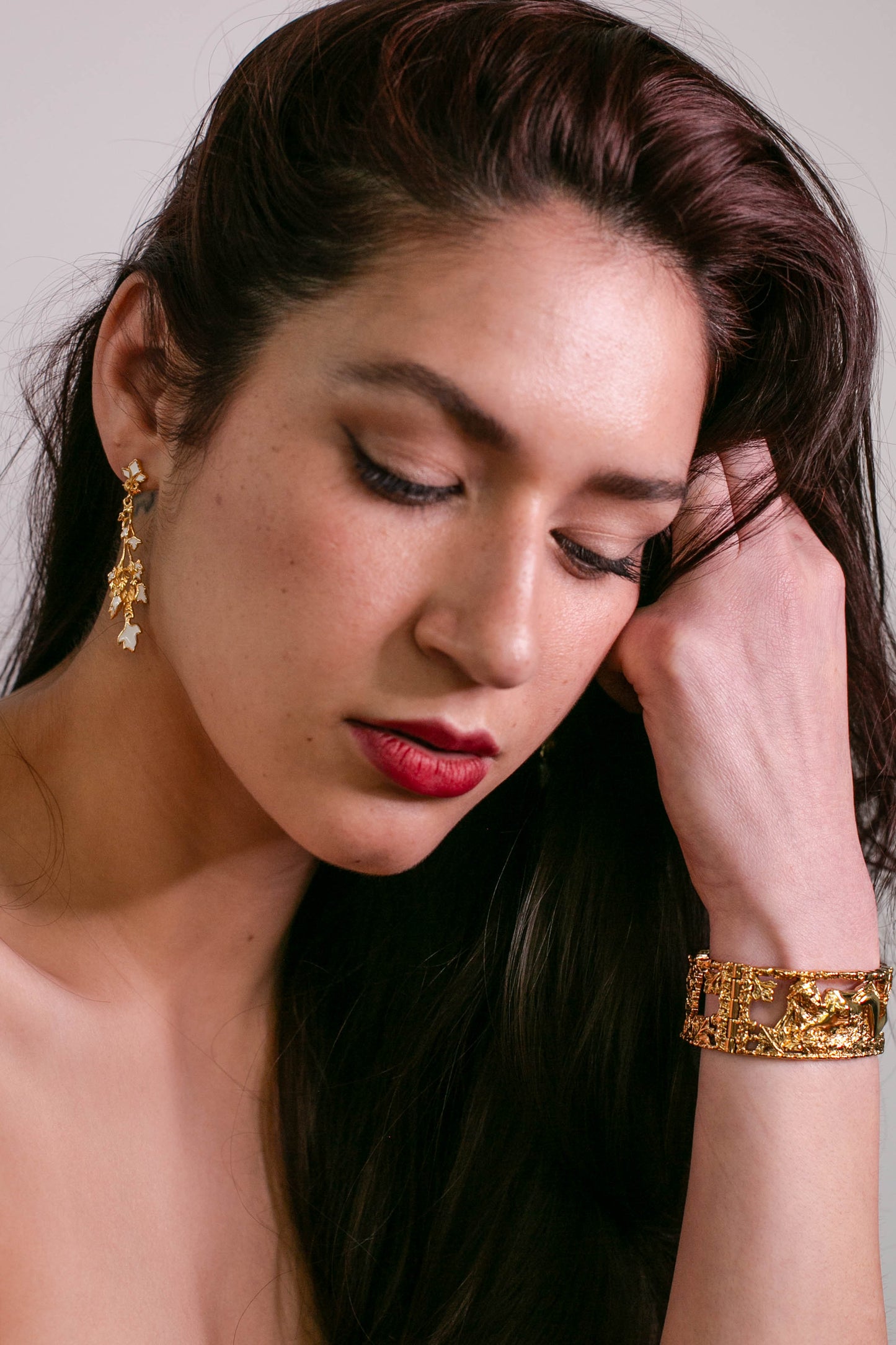 "Parsley" Earrings - Gold & Bright White