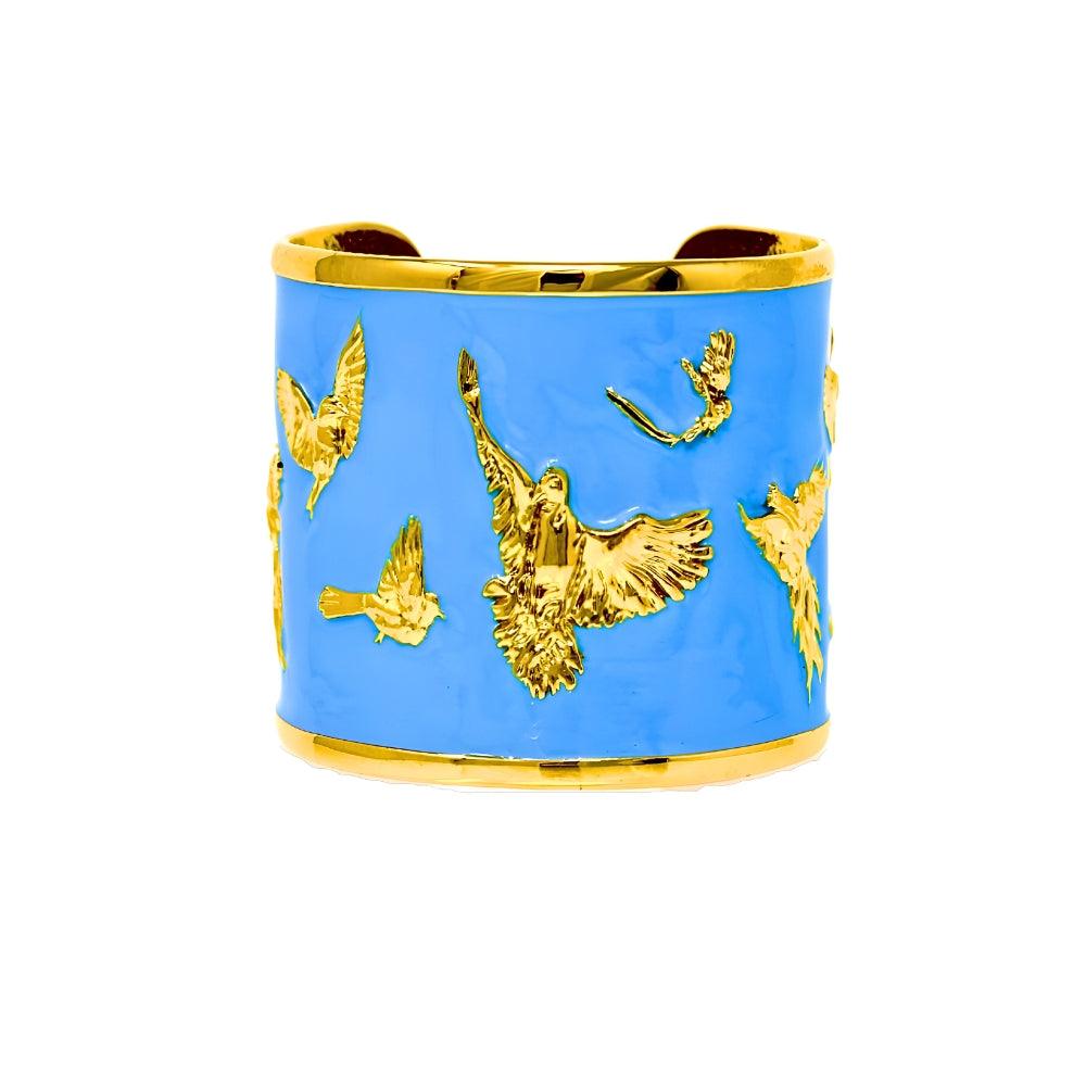 "Arise" Cuff Bracelet - Sky Blue with Clouds - Angela Mia Jewelry