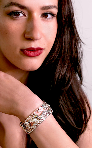 "Parsley" Bangle - White Rhodium