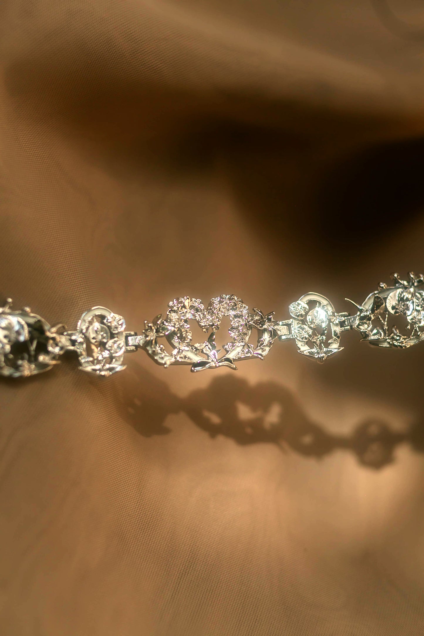 "Cherished Orchid" Bracelet - White Rhodium