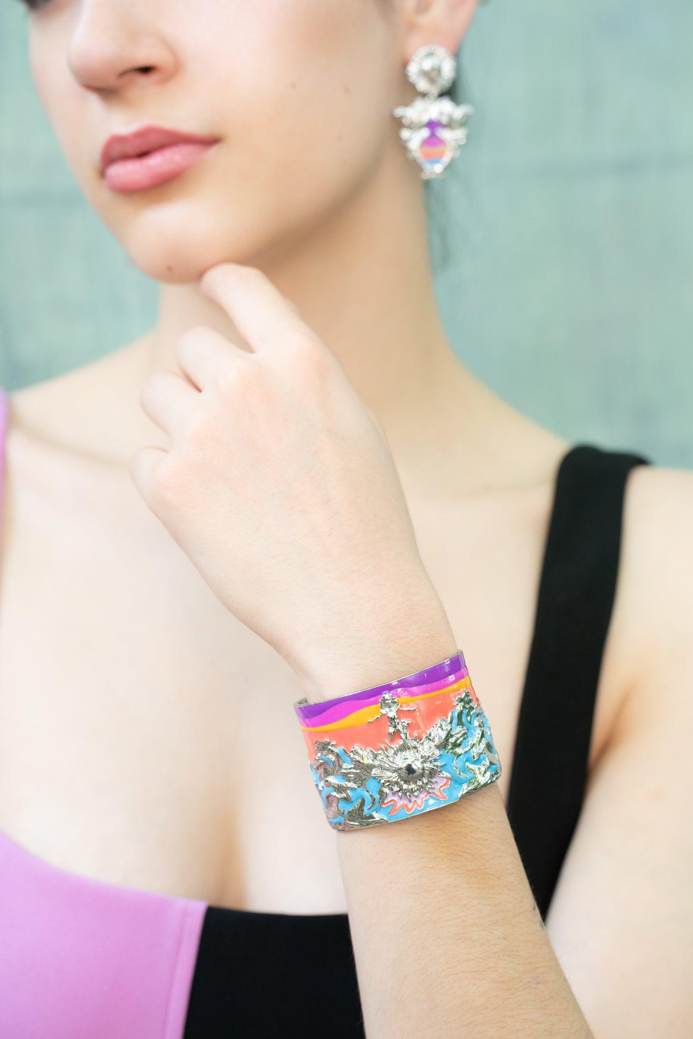 "Tomorrow's Glory" Cuff Bracelet - White Rhodium