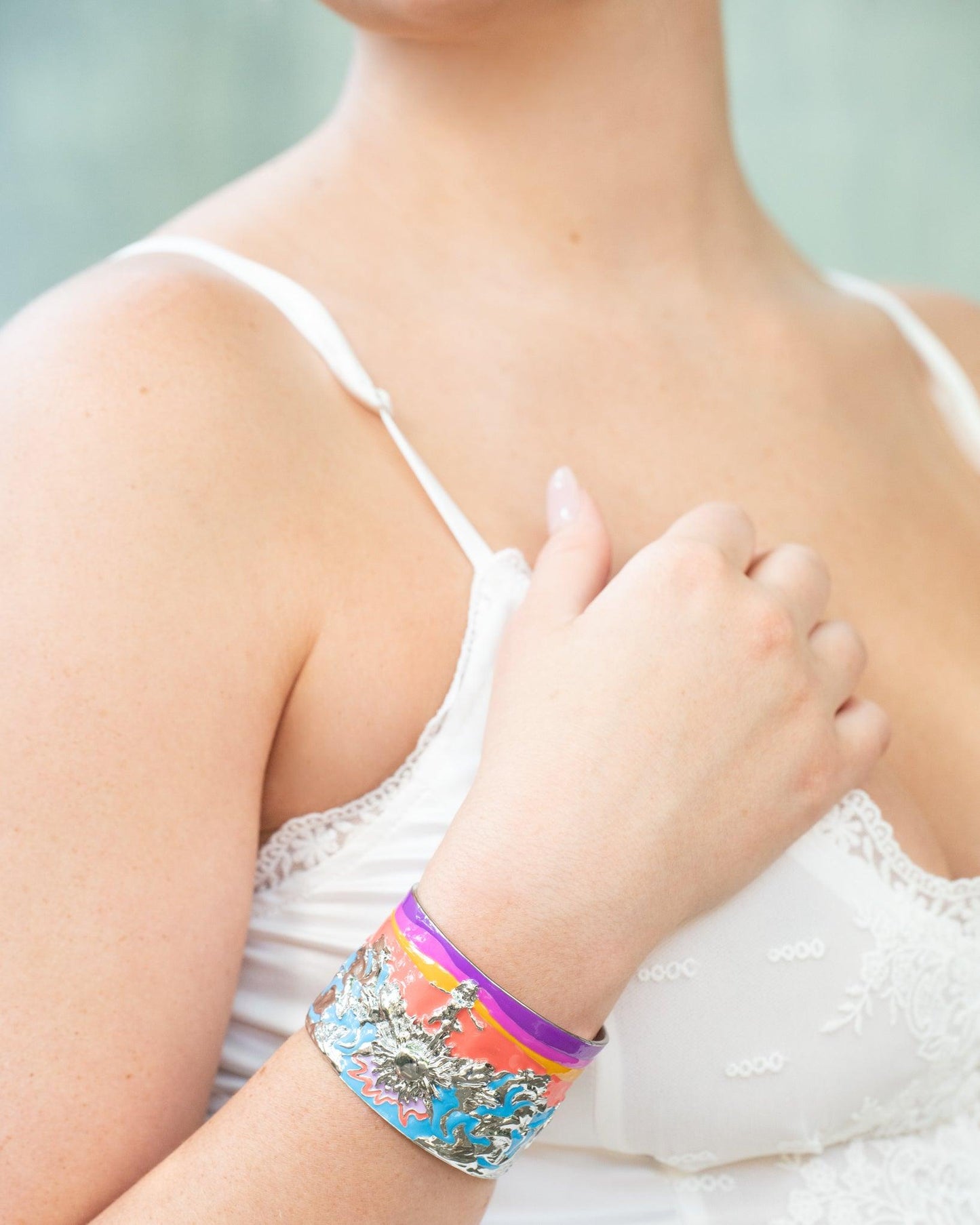 "Tomorrow's Glory" Cuff Bracelet - White Rhodium