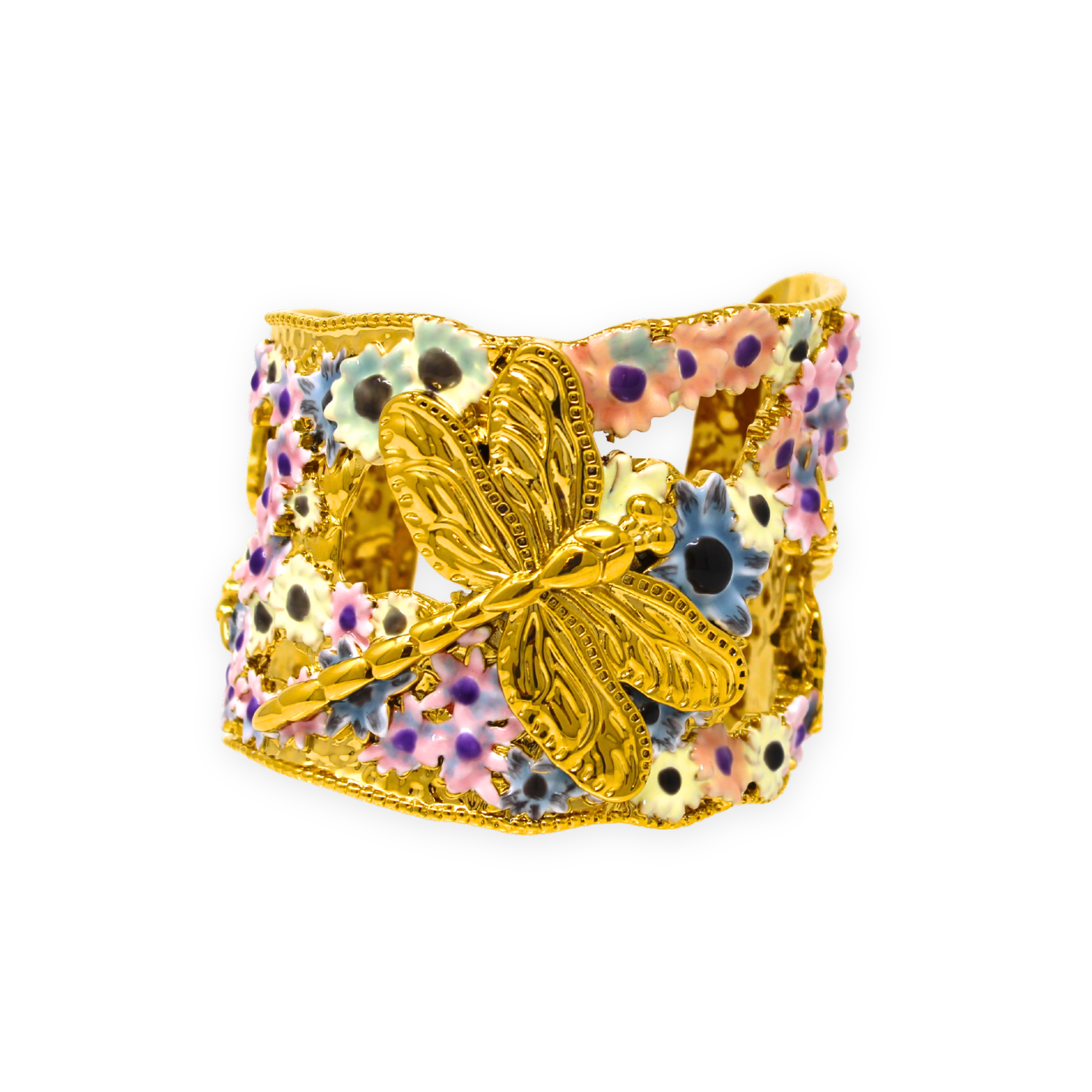 Fly Away 18K Gold-Plated Dragonfly Cuff Bracelet – Angela Mia Jewelry