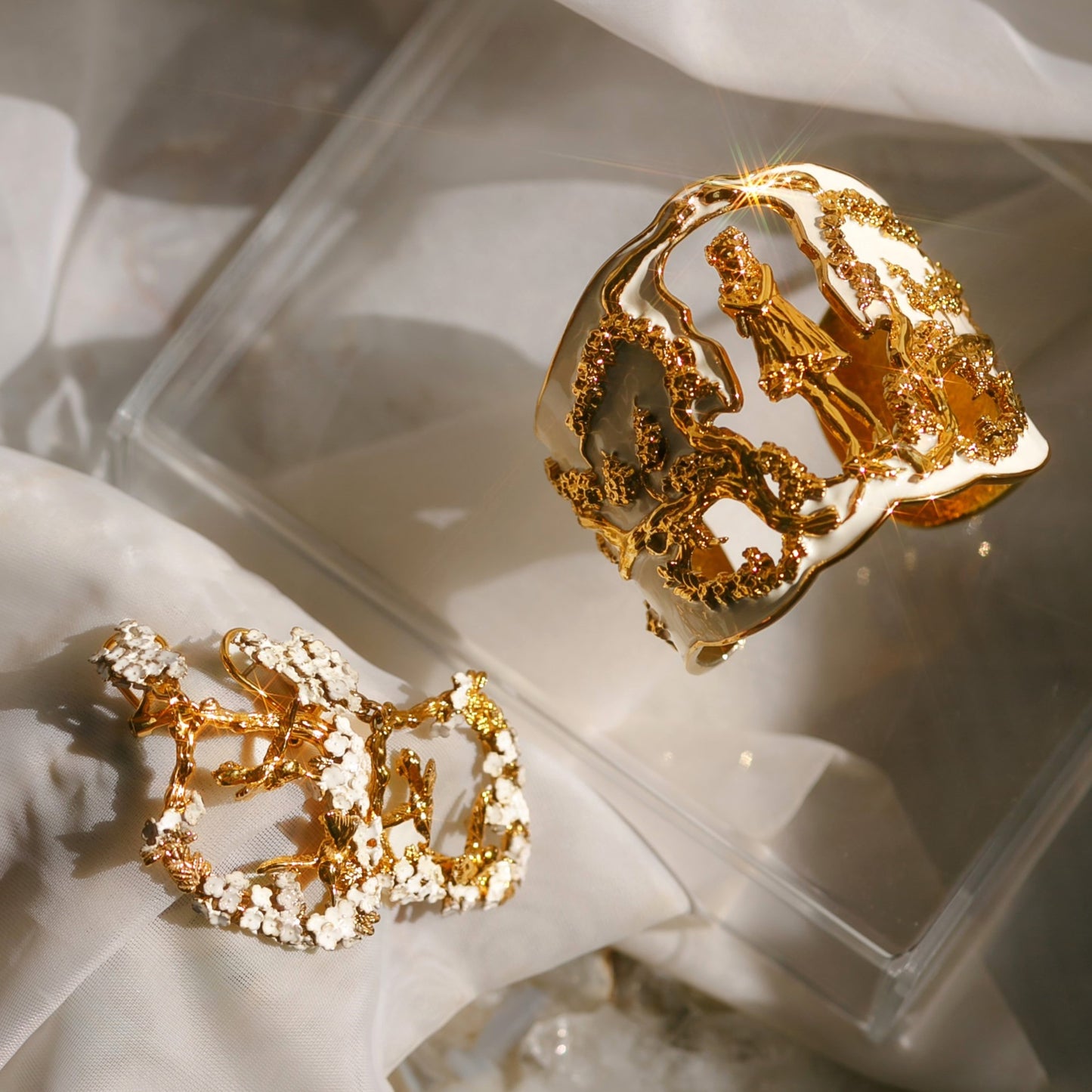 "Harmony" Cuff Bracelet - Gold & Ivory