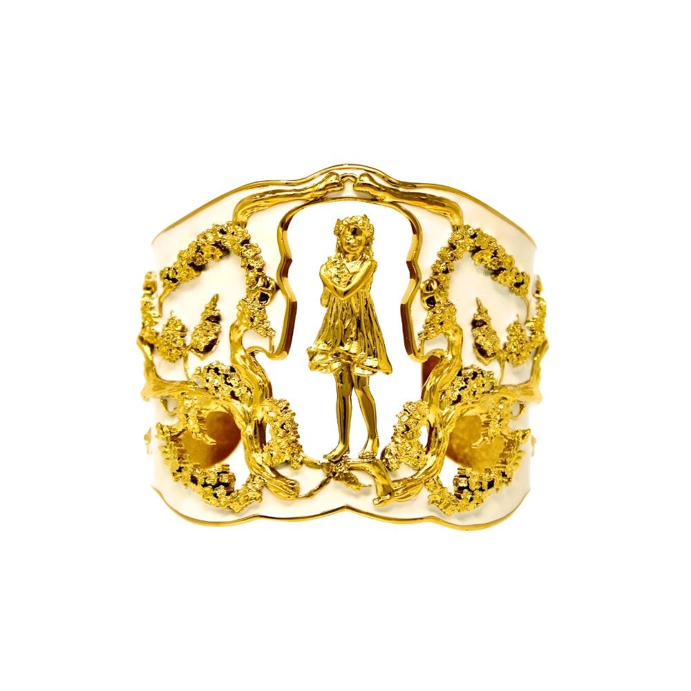 "Harmony" Cuff Bracelet - Gold & Ivory - Angela Mia Jewelry