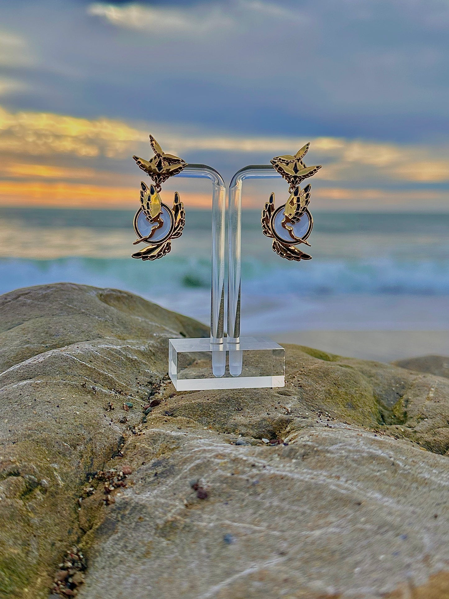 "Soaring" (Small) Earrings - Gold & Black