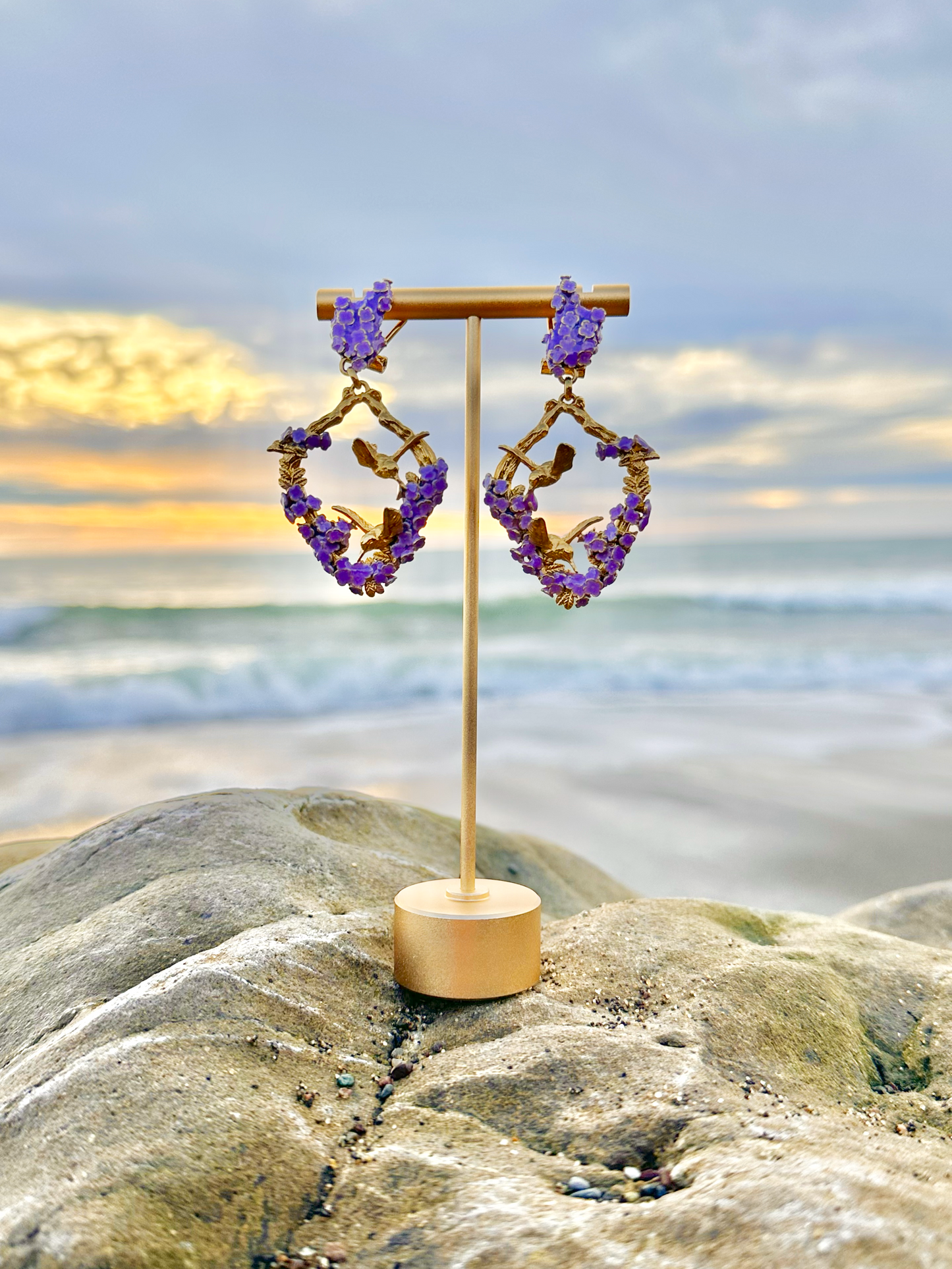 "Harmony" Earrings - Gold & Lavender