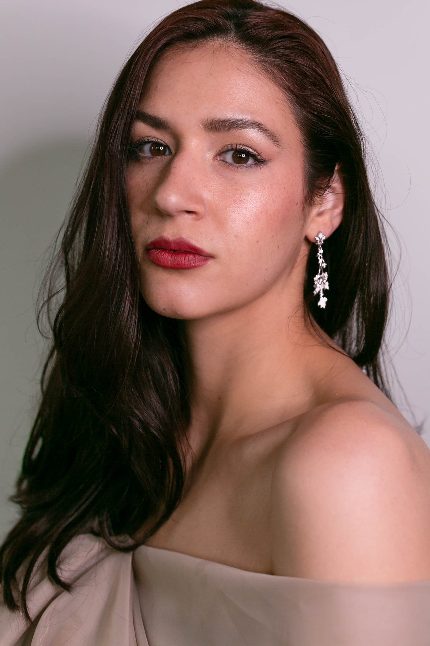 "Parsley" Earrings - White Rhodium & Bright White