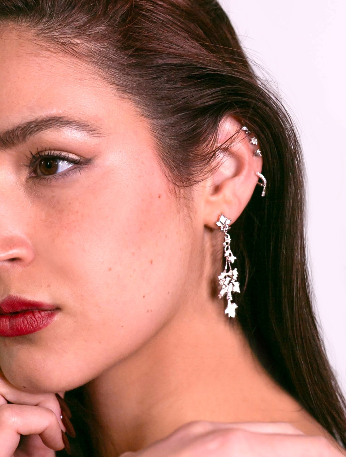 "Parsley" Earrings - White Rhodium & Bright White