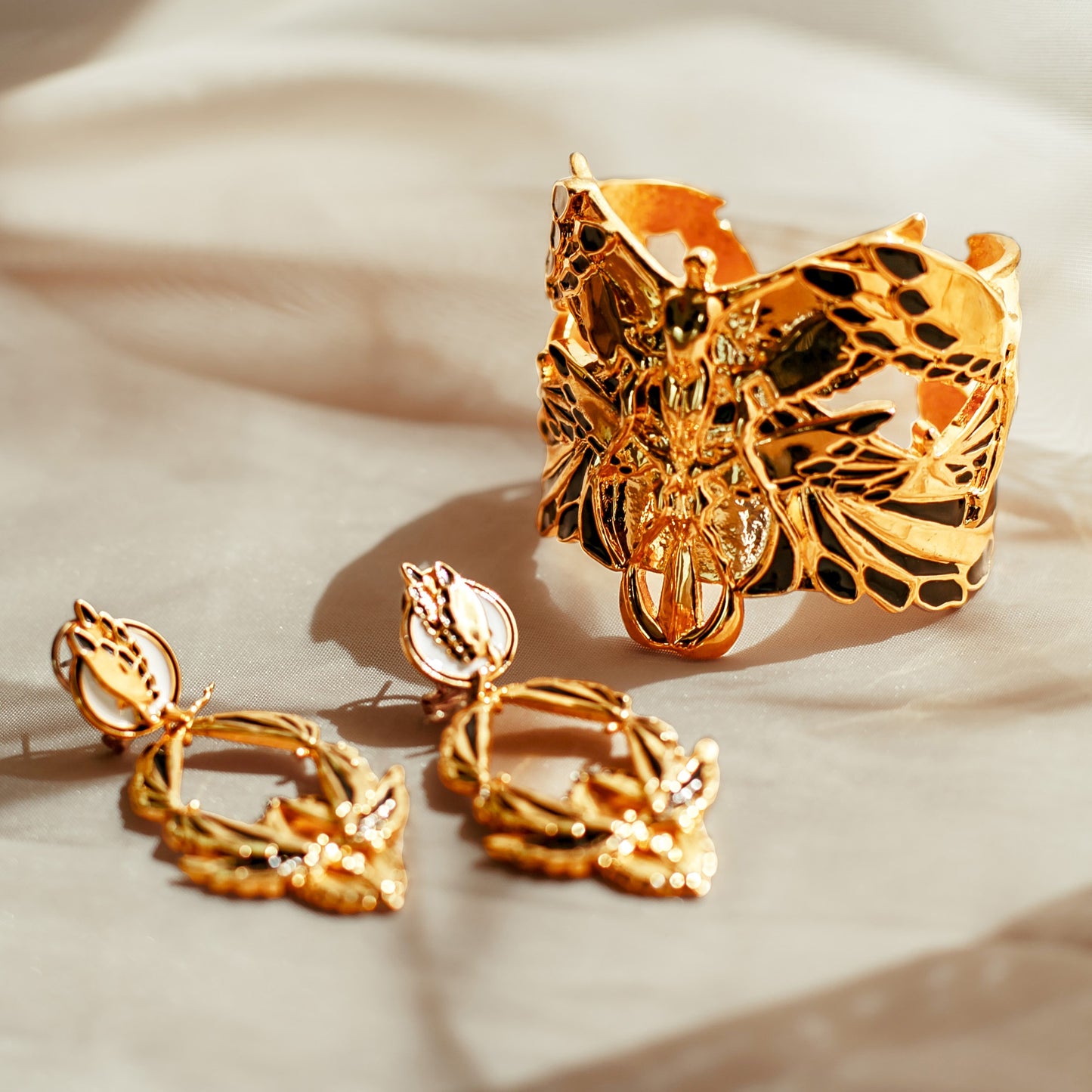 "Soaring" Cuff Bracelet - Gold & Black