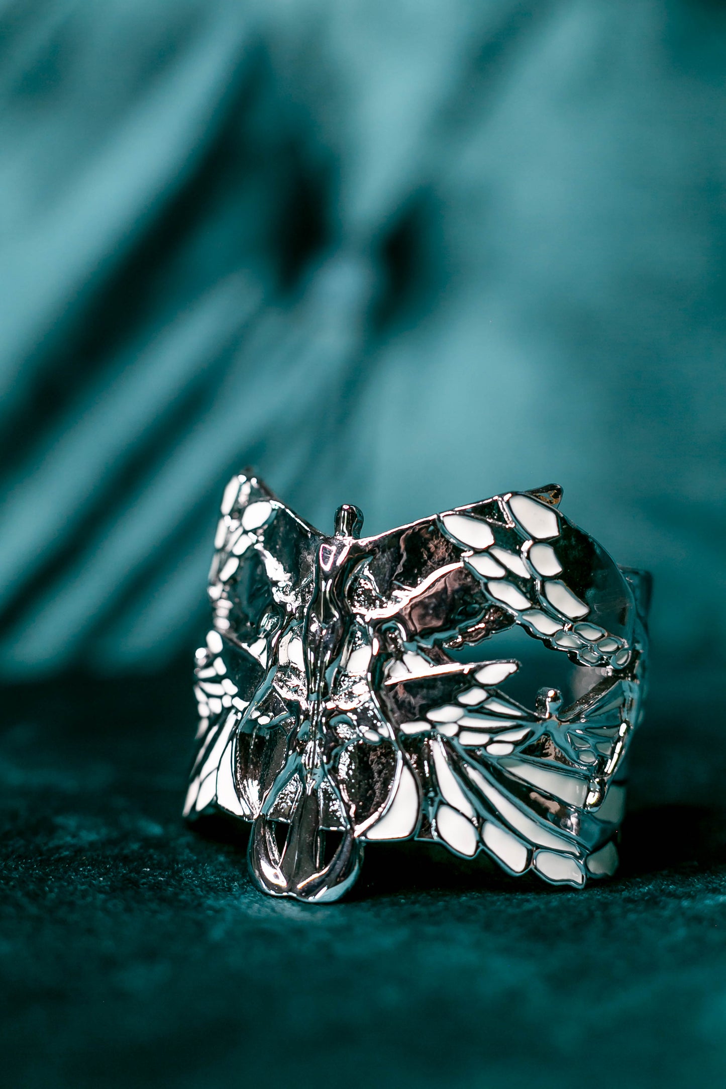 "Soaring" Cuff Bracelet - White & Rhodium