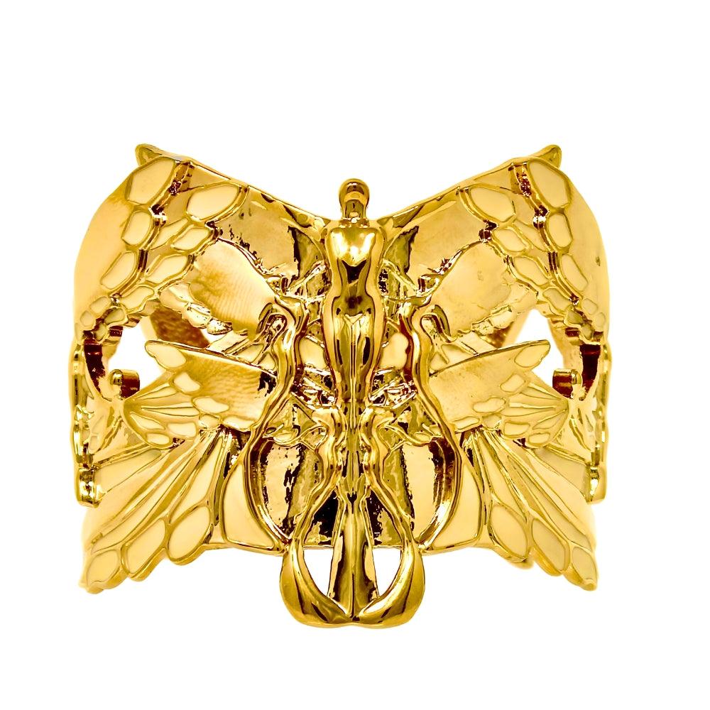 "Soaring" Cuff Bracelet - White & Rhodium - Angela Mia Jewelry