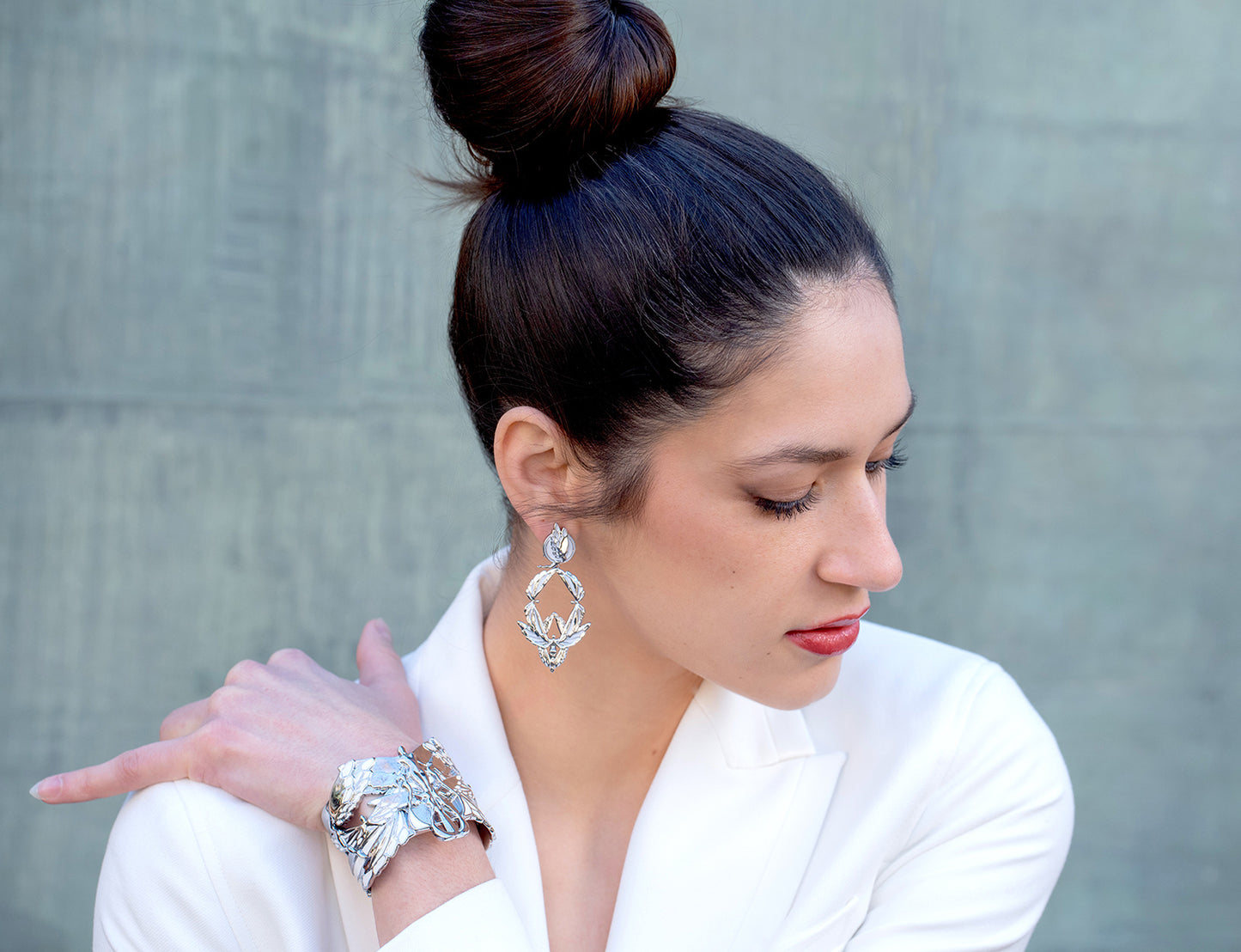 "Soaring" (Large) Earrings - Rhodium & Bright White