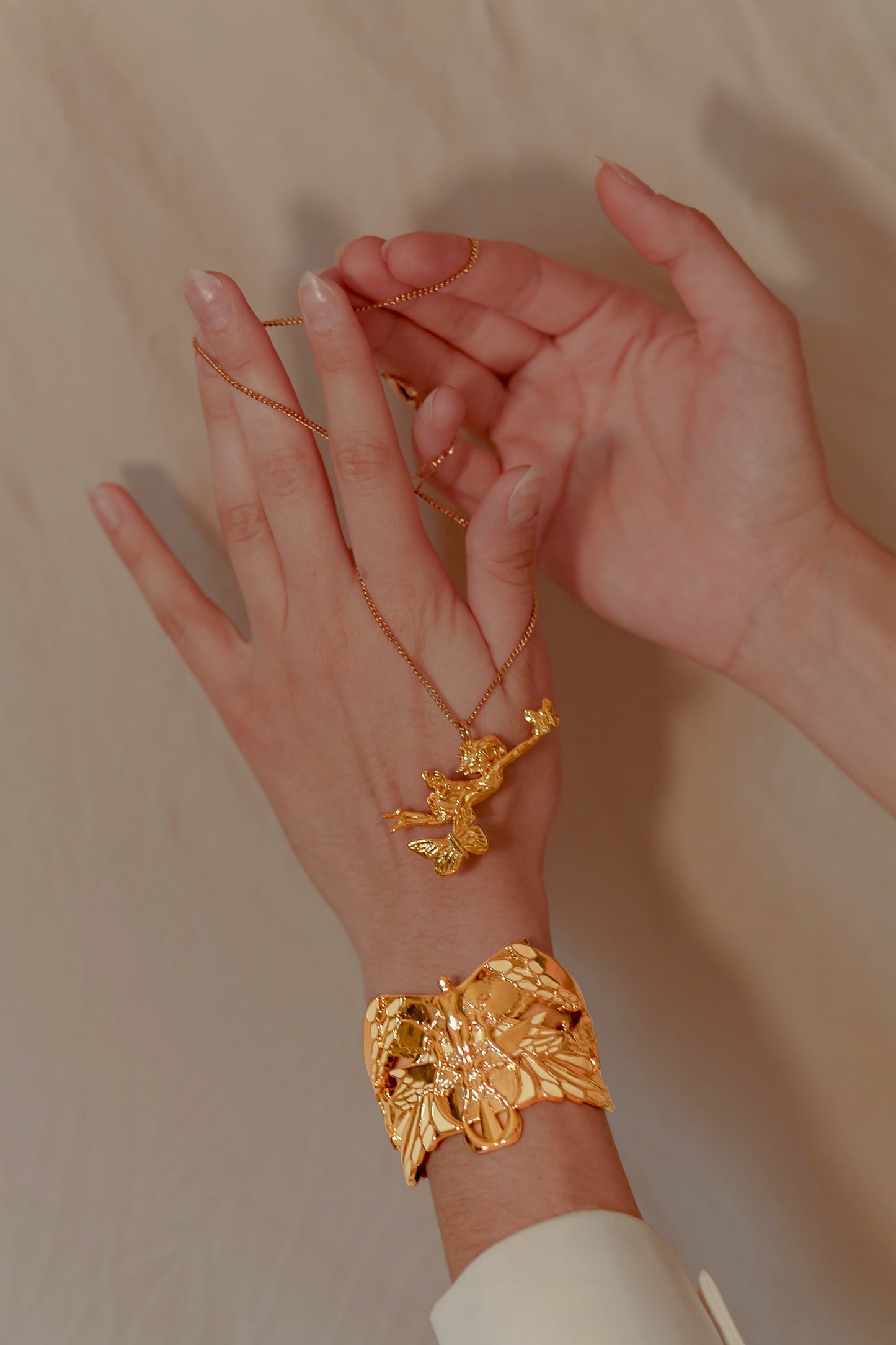 "Soaring" Cuff Bracelet - Gold & Champagne