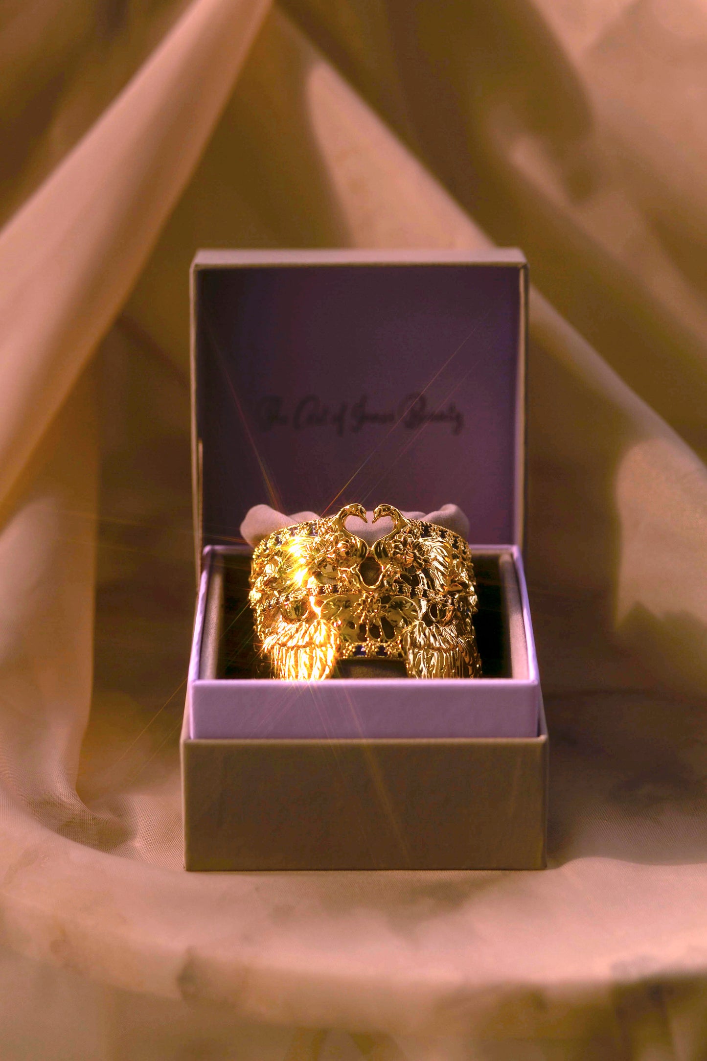 "Tea and Lilies" Cuff - Gold & Royal Blue