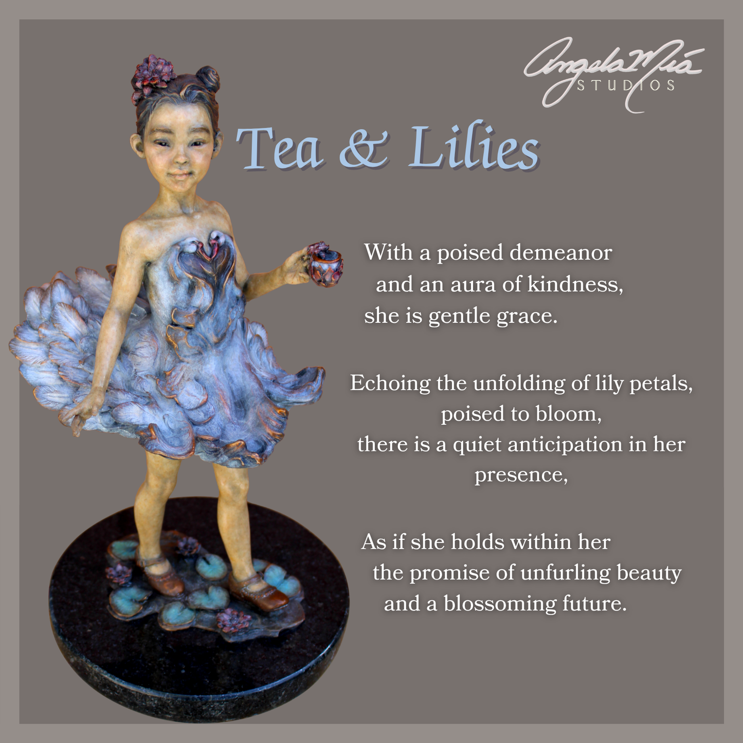 "Tea and Lilies" Large Earrings - Aquamarine & Gold