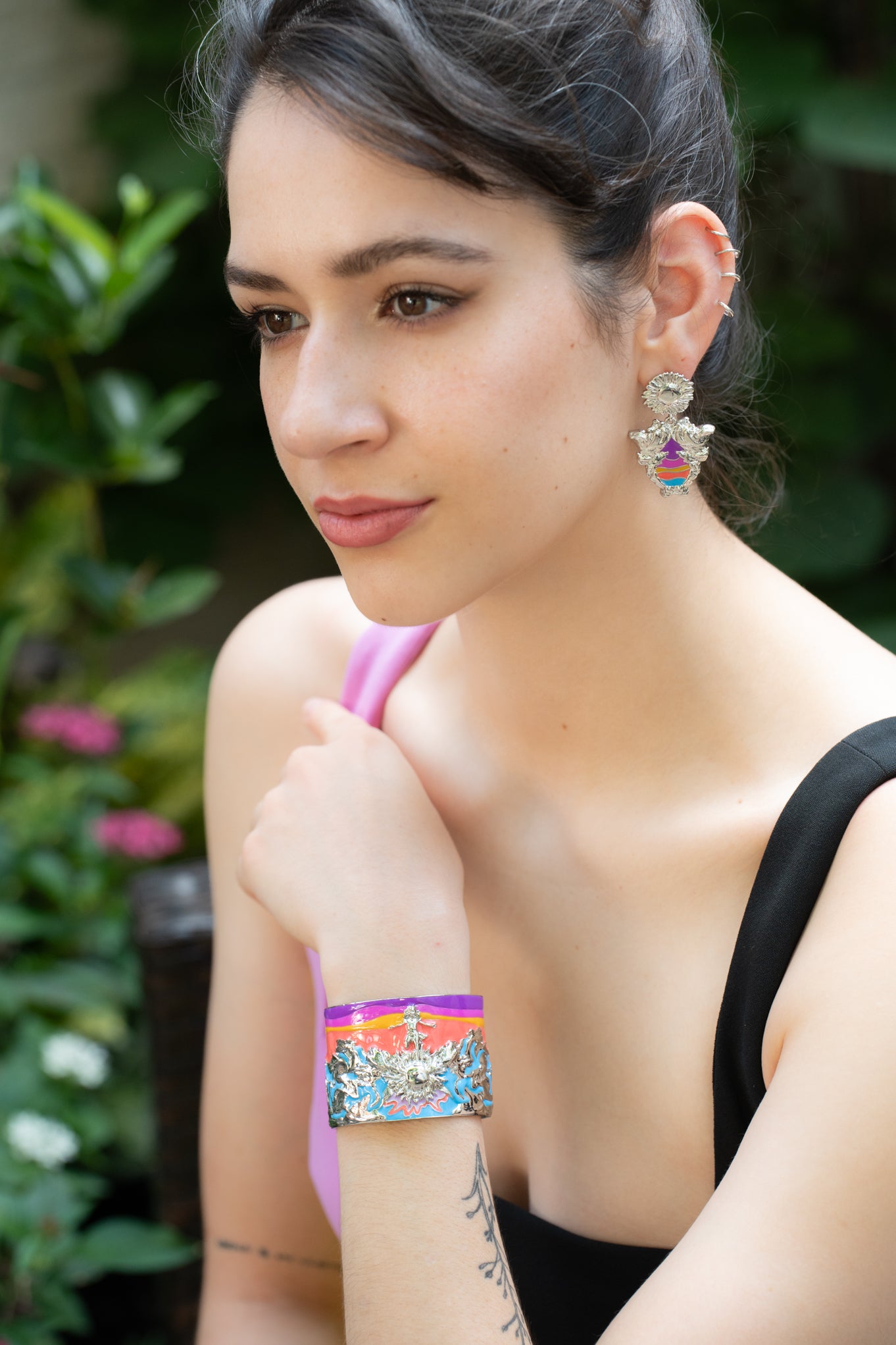 "Tomorrow's Glory" Cuff Bracelet - White Rhodium