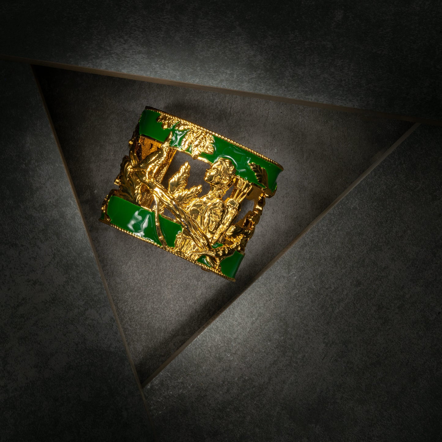 "Vigor" Cuff Bracelet - Gold & Green