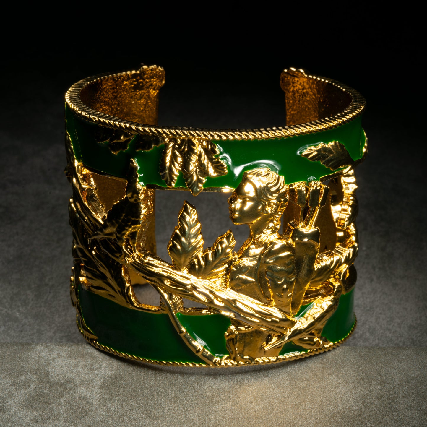 "Vigor" Cuff Bracelet - Gold & Green