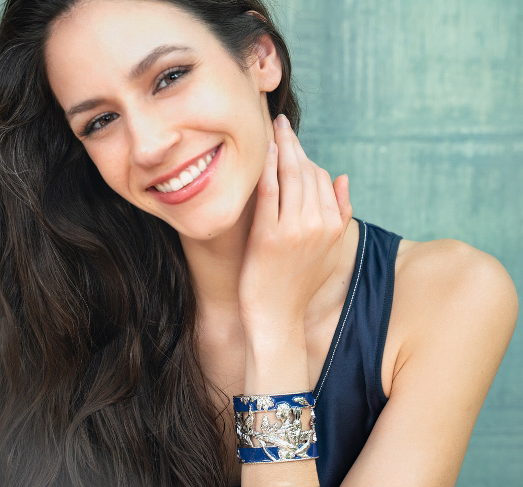 "Vigor" Cuff Bracelet - Silver & Royal Blue