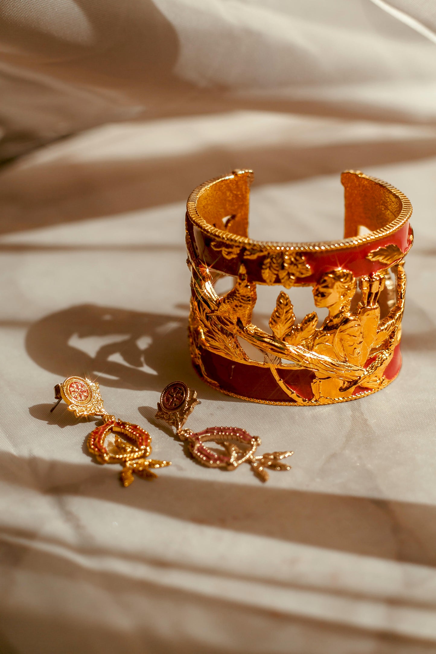 "Vigor" Cuff Bracelet - Gold & Red