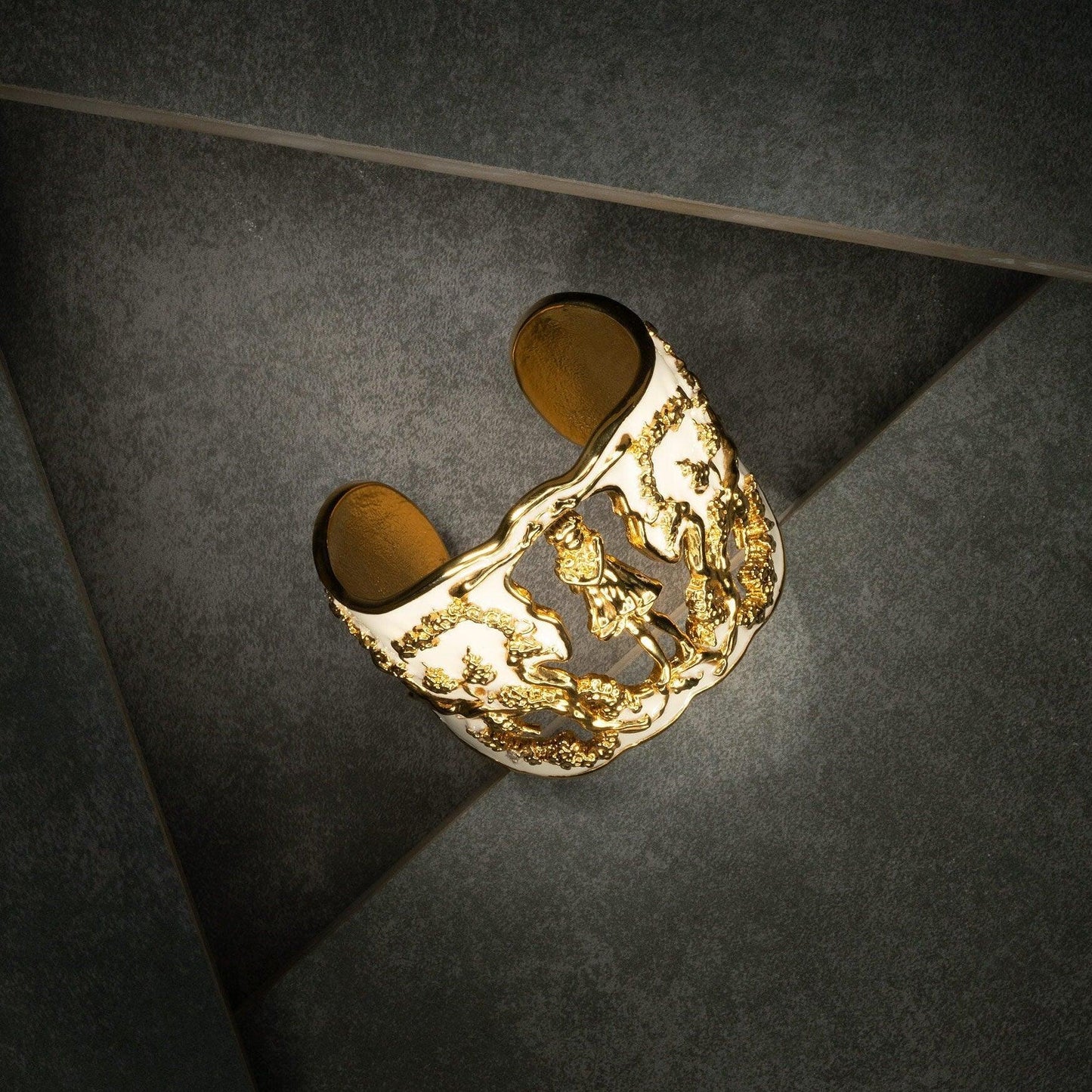 "Harmony" Cuff Bracelet - Gold & Ivory - Angela Mia Jewelry