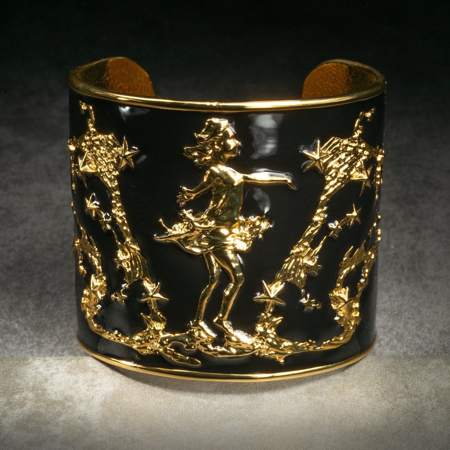 "She Moves The Stars" Cuff Bracelet - Gold & Black - Angela Mia Jewelry