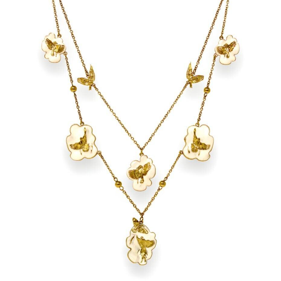 Unique Necklace "Arise" - Gold & Ivory Gift, Gift For Mom, Artistic, Jewelry