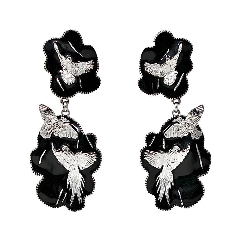 Unique Earrings "Arise" - Silver & Black Gift, Gift For Mom, Artistic, Jewelry