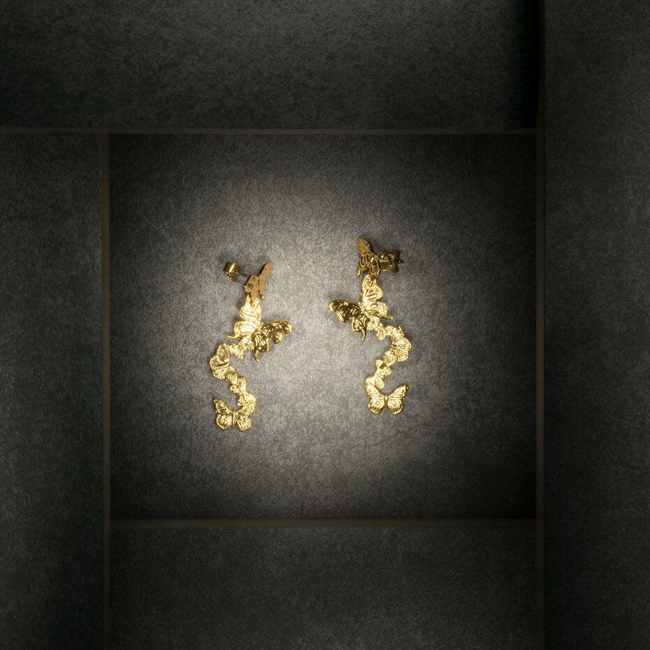 Unique Earrings "Butterfly Wind" - Gold Gift, Gift For Mom, Artistic, Jewelry