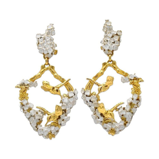 Unique Earrings "Harmony" - Gold & Ivory Gift, Gift For Mom, Artistic, Jewelry