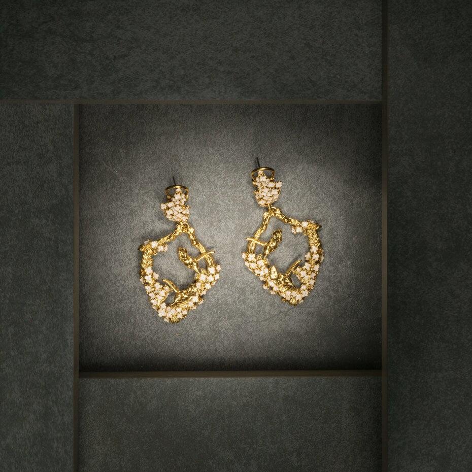 Unique Earrings "Harmony" - Gold & Ivory Gift, Gift For Mom, Artistic, Jewelry