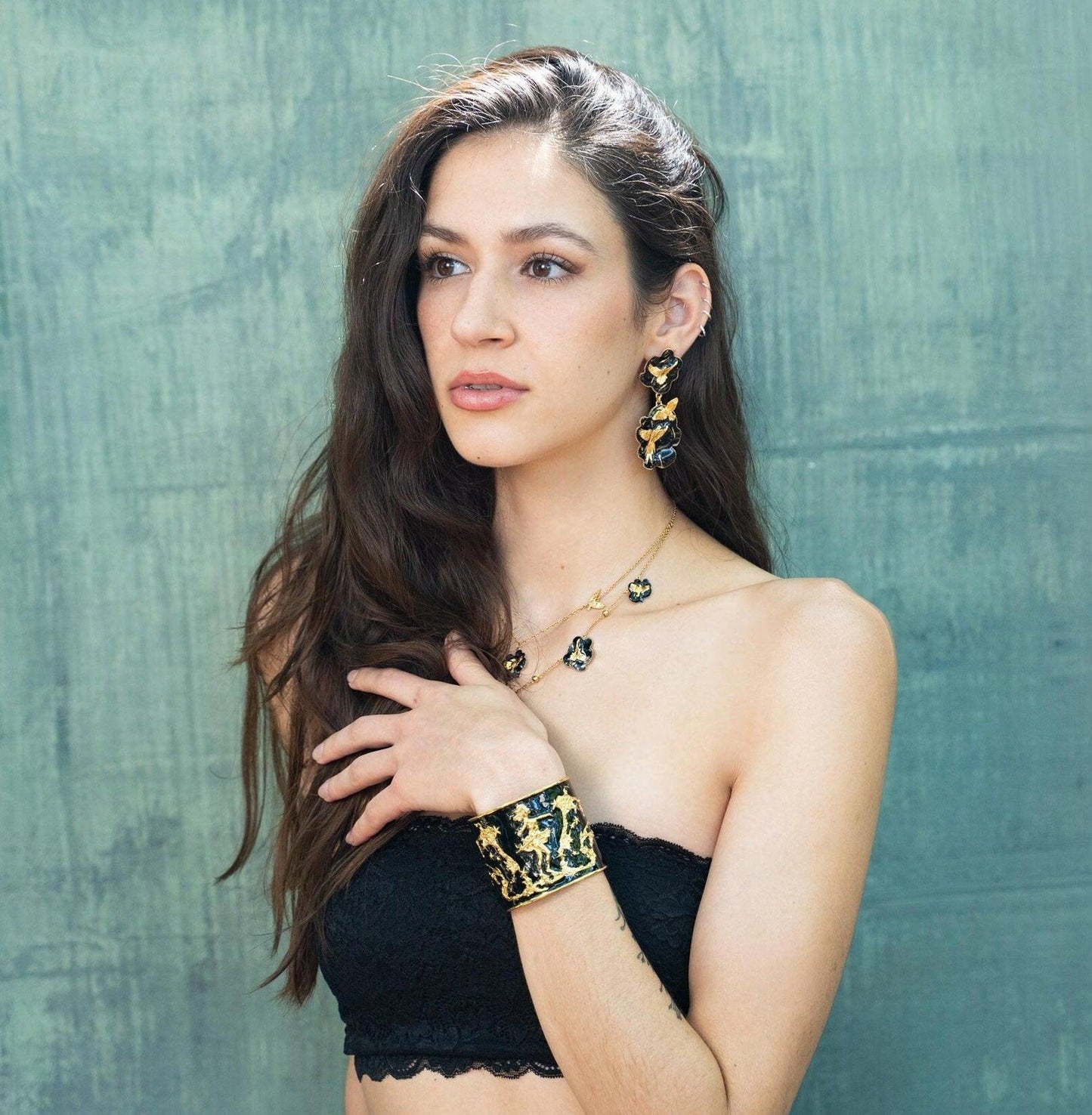 Unique Earrings "Arise" - Gold & Black Jewelry, Gift, Gift for Mom, Artistic