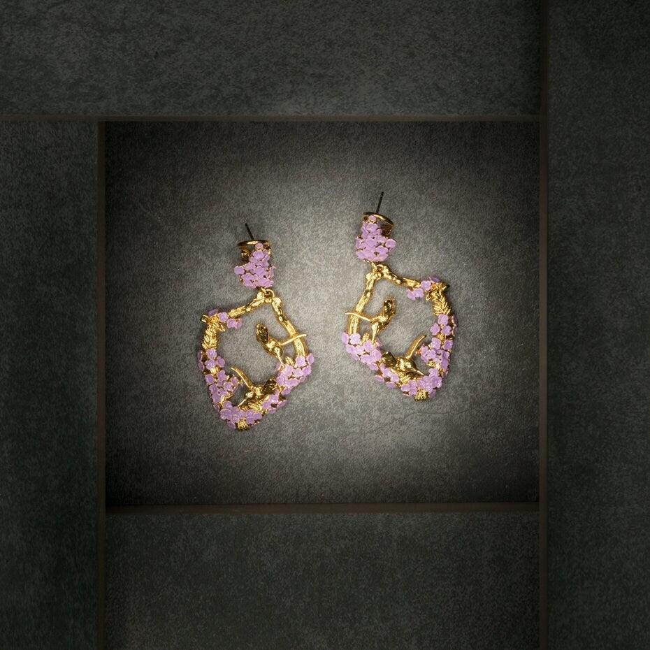 Unique Earrings "Harmony" - Gold & Lavender Gift, Gift For Mom, Artistic, Jewelry