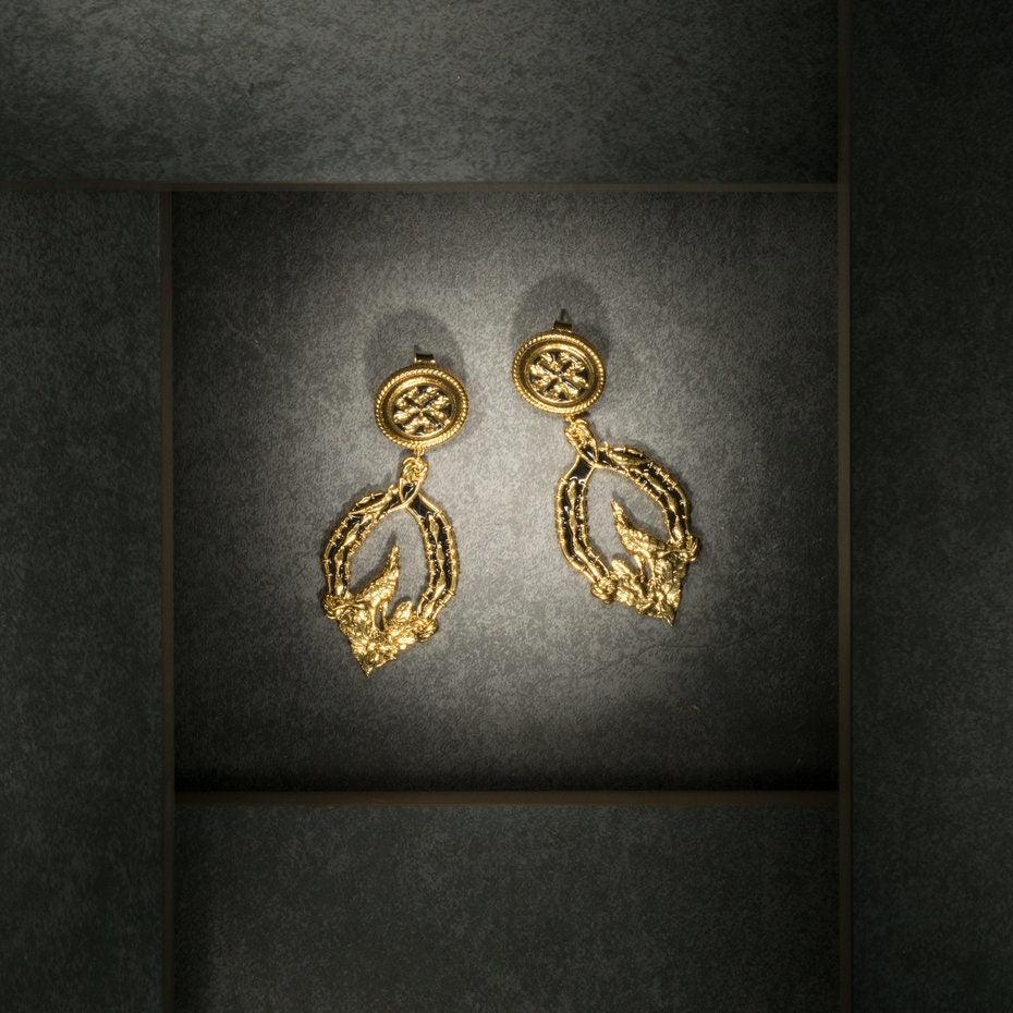 Unique Earrings "Vigor" Classic - Gold & Black Jewelry, Gift, Gift for Mom, Artistic