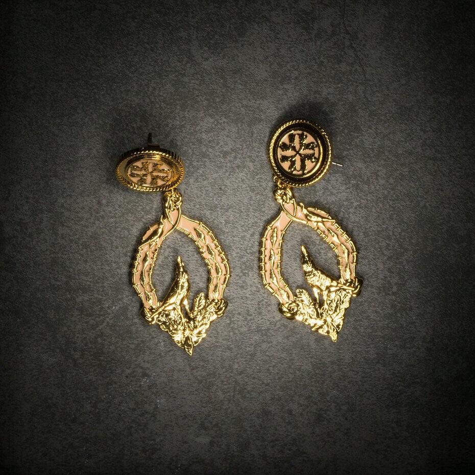 Unique Earrings "Vigor" Classic - Gold & Blush Jewelry, Gift, Gift for Mom, Artistic