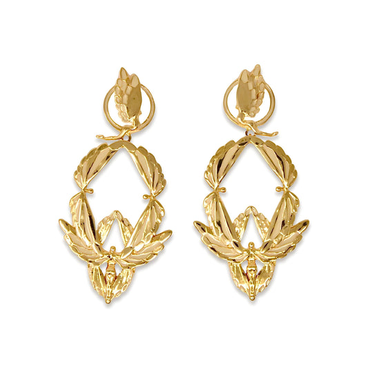 Unique Earrings "Soaring" - Gold & Champagne, Large Jewelry, Gift, Gift for Mom, Artistic
