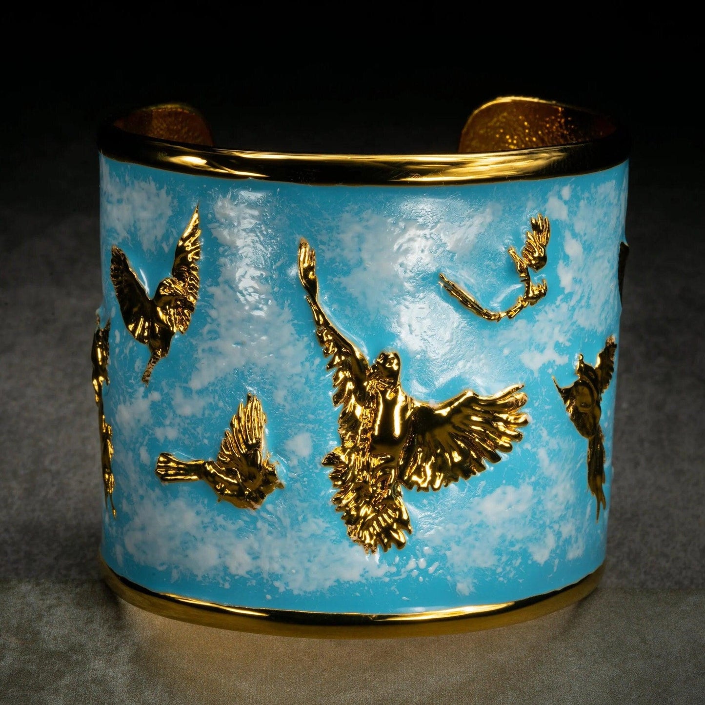 "Arise" Cuff Bracelet - Sky Blue with Clouds - Angela Mia Jewelry