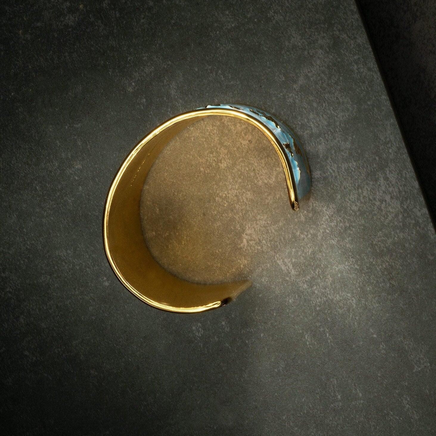 "Arise" Cuff Bracelet - Sky Blue with Clouds - Angela Mia Jewelry