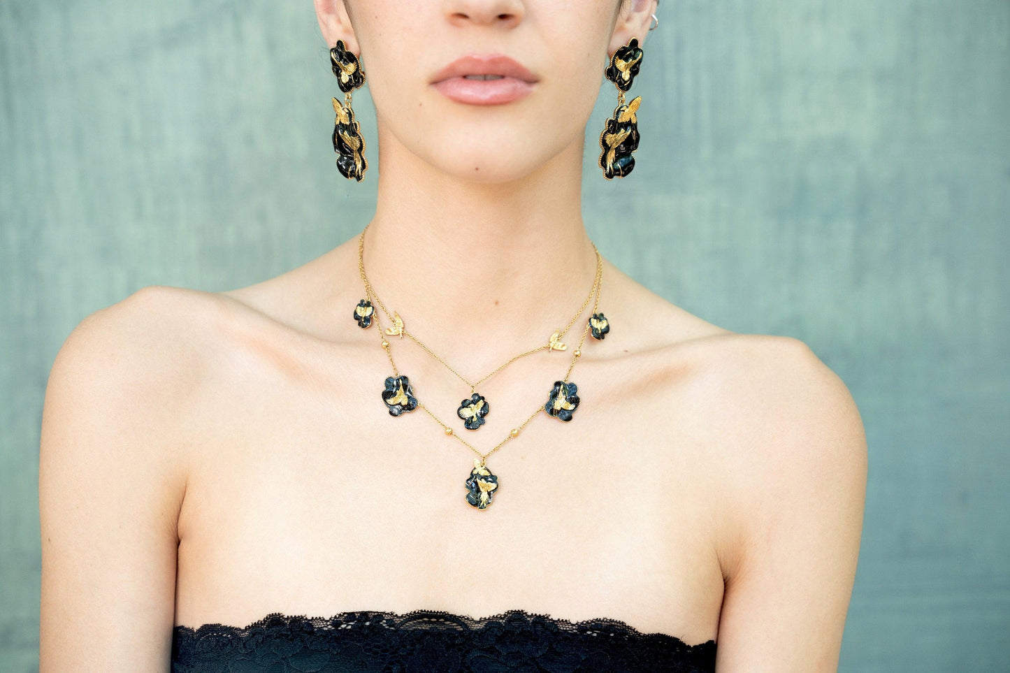 Unique Earrings "Arise" - Gold & Black Jewelry, Gift, Gift for Mom, Artistic