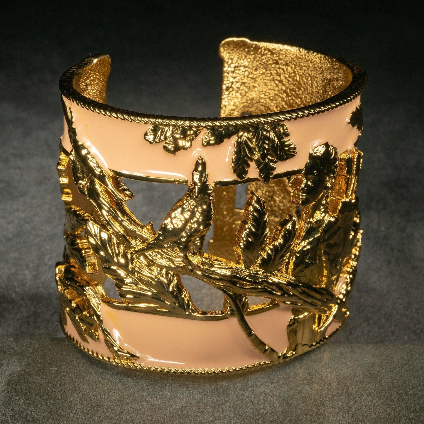 Unique Cuff Bracelet "Vigor" - Gold & Blush Gift, Gift For Mom, Artistic, Jewelry Cuff, Bracelet, Gold, Silver, Brass