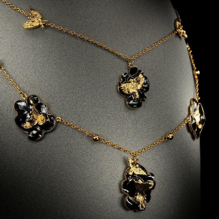 Unique Necklace "Arise" - Gold & Black Gift, Gift For Mom, Artistic, Jewelry